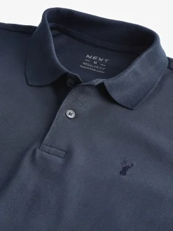 Poloshirts|T-Shirts En Hemden*Next Donkerblauw - Normale Pasvorm - Piqué polo met lange mouwen