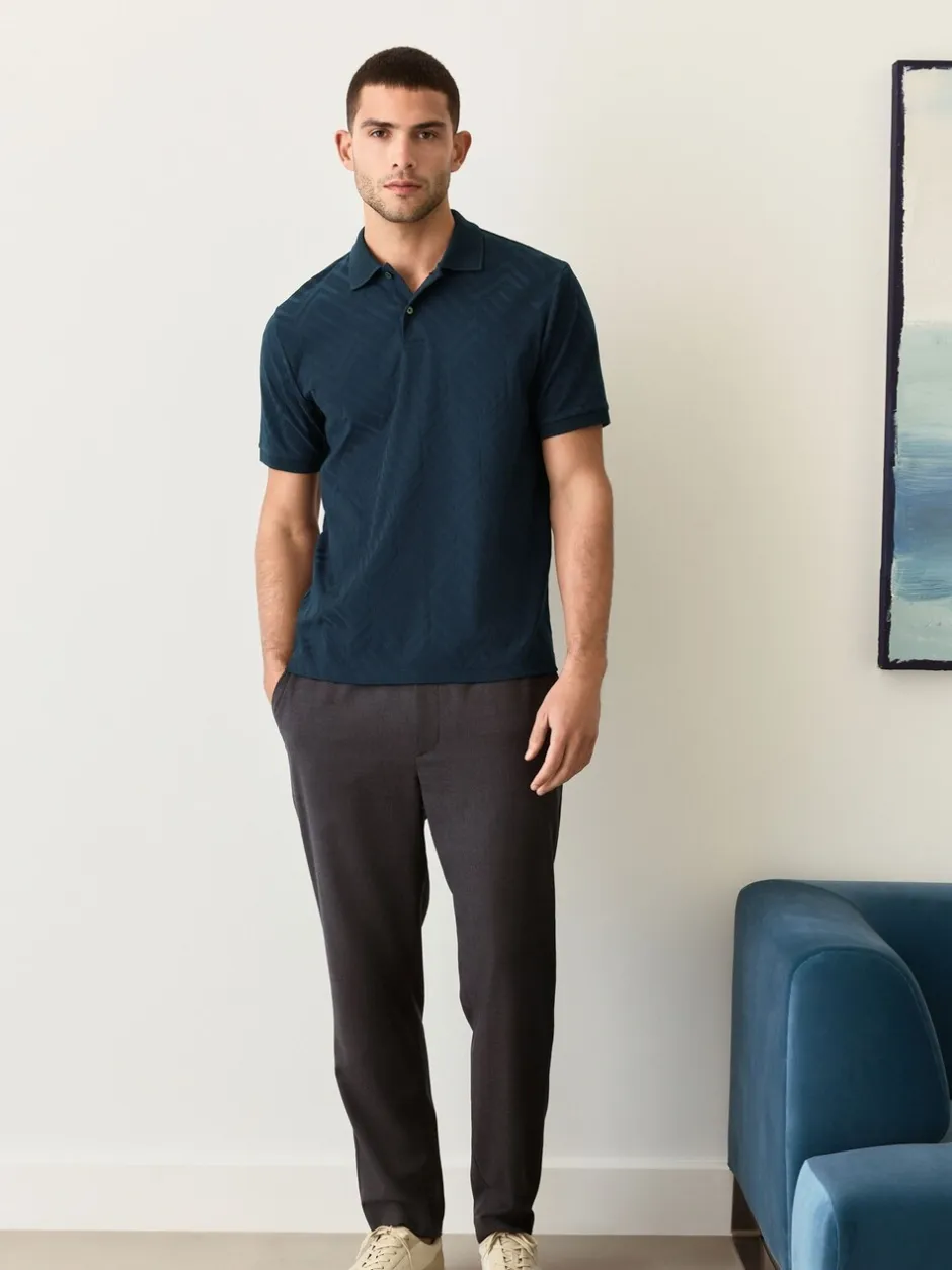 Poloshirts|T-Shirts En Hemden|Next Donkerblauw - Normale Pasvorm - Net jacquard poloshirt