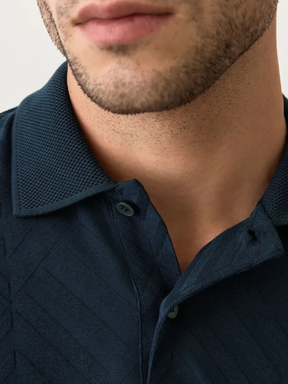 Poloshirts|T-Shirts En Hemden|Next Donkerblauw - Normale Pasvorm - Net jacquard poloshirt