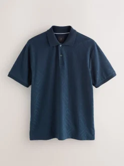 Poloshirts|T-Shirts En Hemden|Next Donkerblauw - Normale Pasvorm - Net jacquard poloshirt