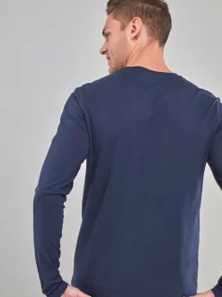 T-Shirts En Hemden|Next Donkerblauw - Normale Pasvorm - T-shirt met lange mouwen en ronde hals