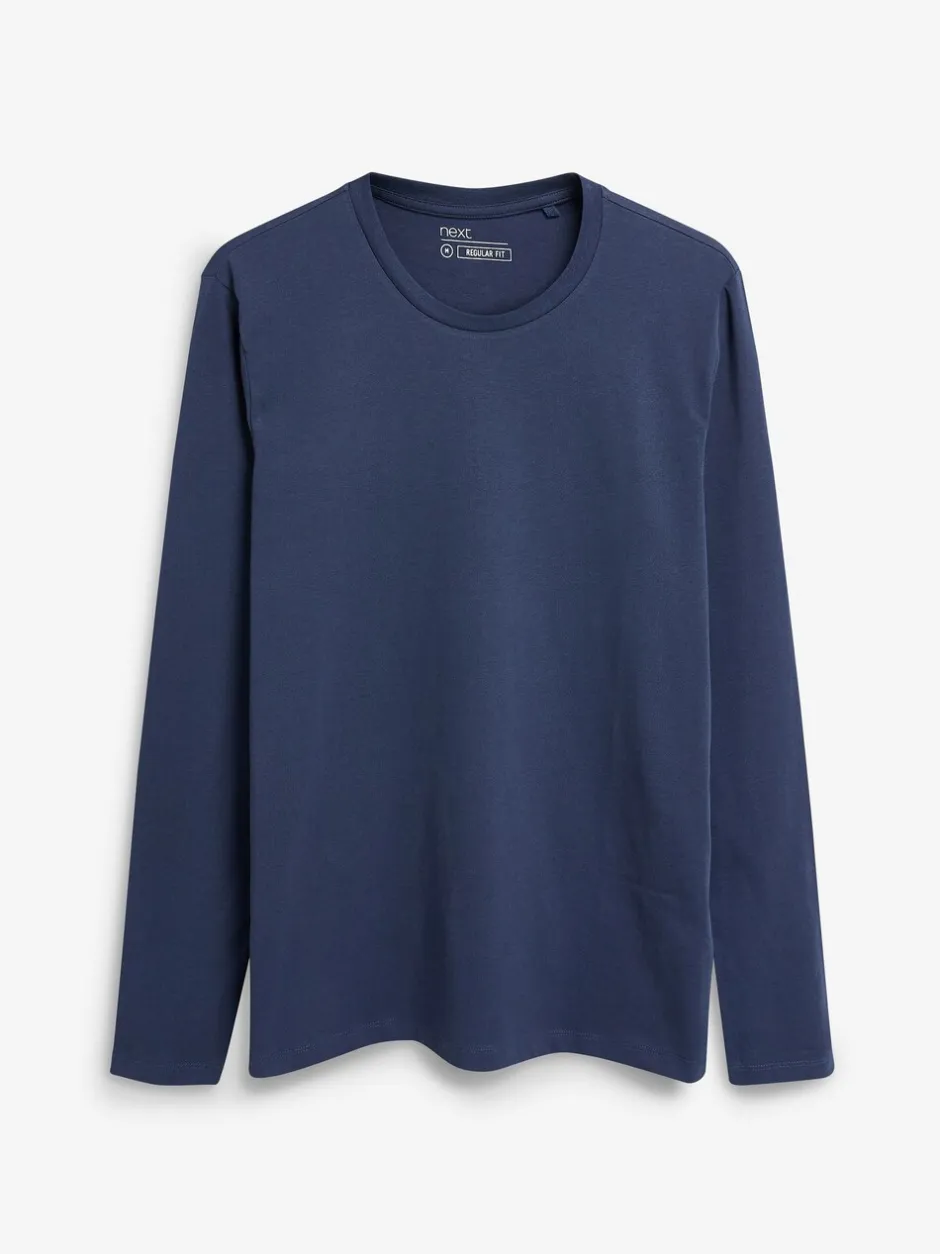 T-Shirts En Hemden|Next Donkerblauw - Normale Pasvorm - T-shirt met lange mouwen en ronde hals
