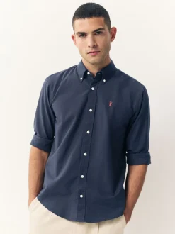 Formele Overhemden|Shirts|Next Donkerblauw - Normale Pasvorm - Oxford-hemd met lange mouwen