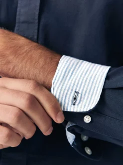 Formele Overhemden|Shirts|Next Donkerblauw - Normale Pasvorm - Oxford-hemd met lange mouwen