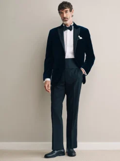 Smokings En Feestkleding|Next - Normale Pasvorm - Signature Pontoglio Italiaanse fluwelen blazer Donkerblauw