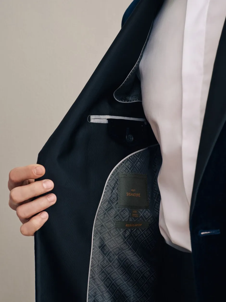 Smokings En Feestkleding|Next - Normale Pasvorm - Signature Pontoglio Italiaanse fluwelen blazer Donkerblauw
