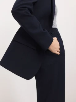 Kostuums En Werkkleding|Next - Op maat gemaakte blazer met enkele rij knopen van wol Donkerblauw
