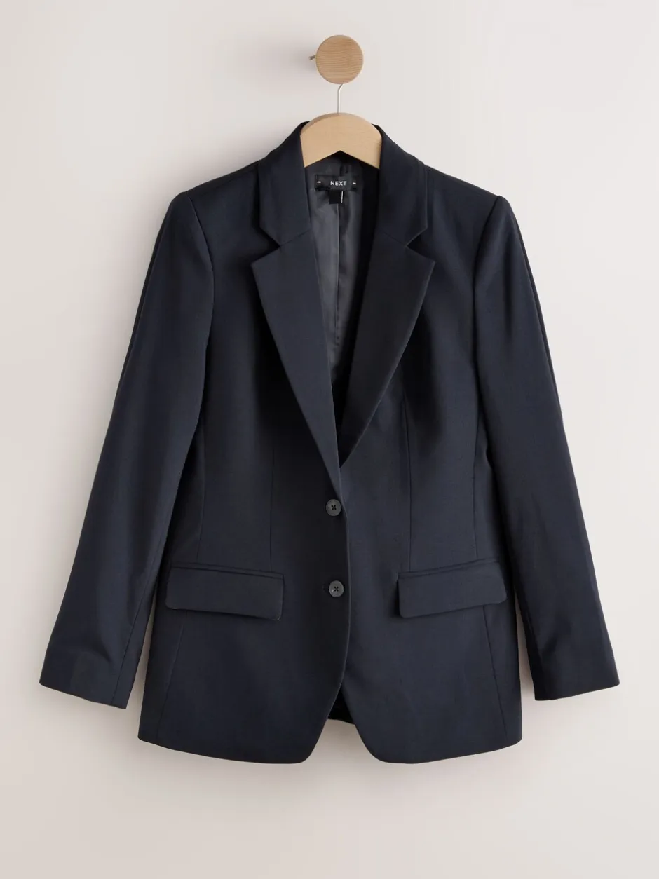 Kostuums En Werkkleding|Next - Op maat gemaakte blazer met enkele rij knopen van wol Donkerblauw