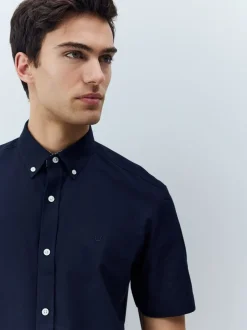 Shirts*Next - Oxford overhemd met stretch en korte mouwen Donkerblauw
