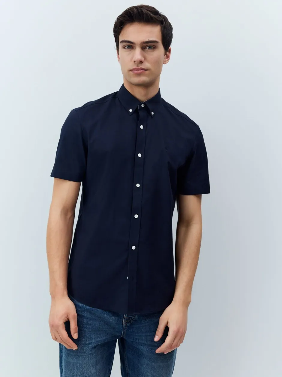 Shirts*Next - Oxford overhemd met stretch en korte mouwen Donkerblauw