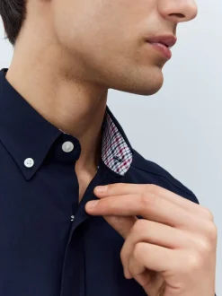 Shirts*Next - Oxford overhemd met stretch en korte mouwen Donkerblauw
