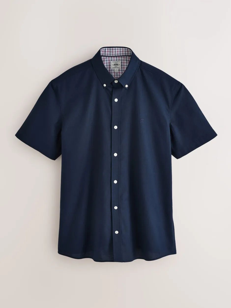 Shirts*Next - Oxford overhemd met stretch en korte mouwen Donkerblauw