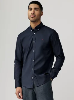 Formele Overhemden|Shirts|Next Donkerblauw - Oxford-stretchoverhemd met lange mouwen