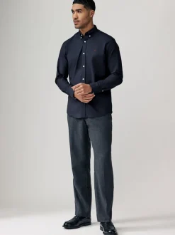 Formele Overhemden|Shirts|Next Donkerblauw - Oxford-stretchoverhemd met lange mouwen