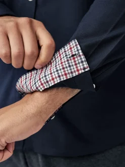 Formele Overhemden|Shirts|Next Donkerblauw - Oxford-stretchoverhemd met lange mouwen