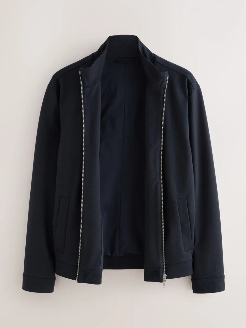 Blazers En Business-Jasjes*Next - Premium slimme opstaande kraag met rits en wol Donkerblauw