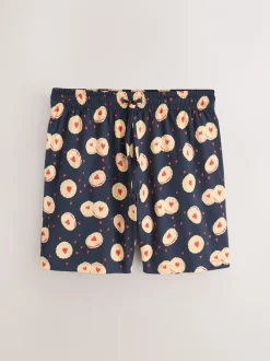 Pyjama's|Loungewear*Next Donkerblauw - Printed Short Sleeve Jersey Pyjamas Set