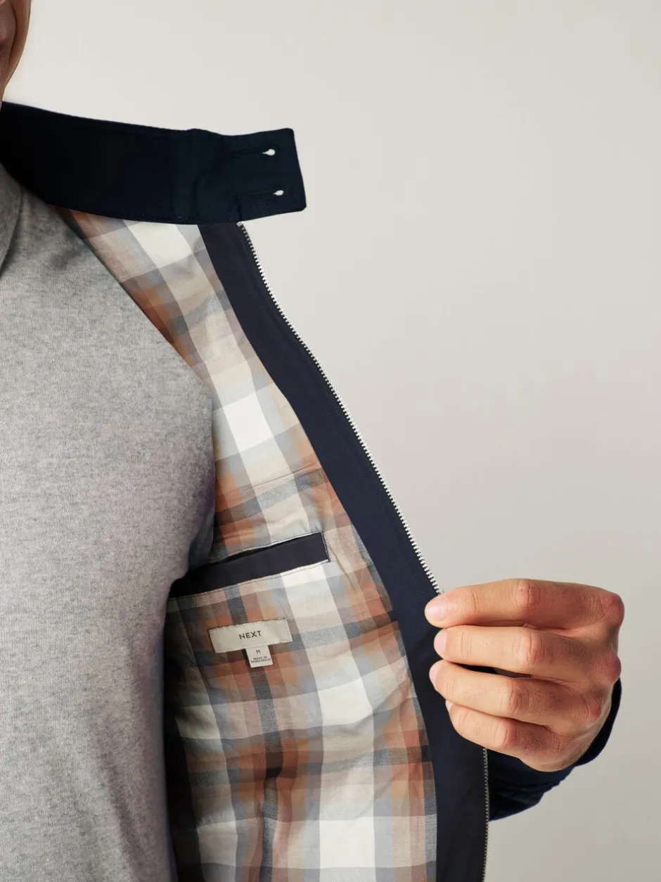 Jassen En Jacks|Next - Regenbestendig Harrington jack met geruite voering Donkerblauw