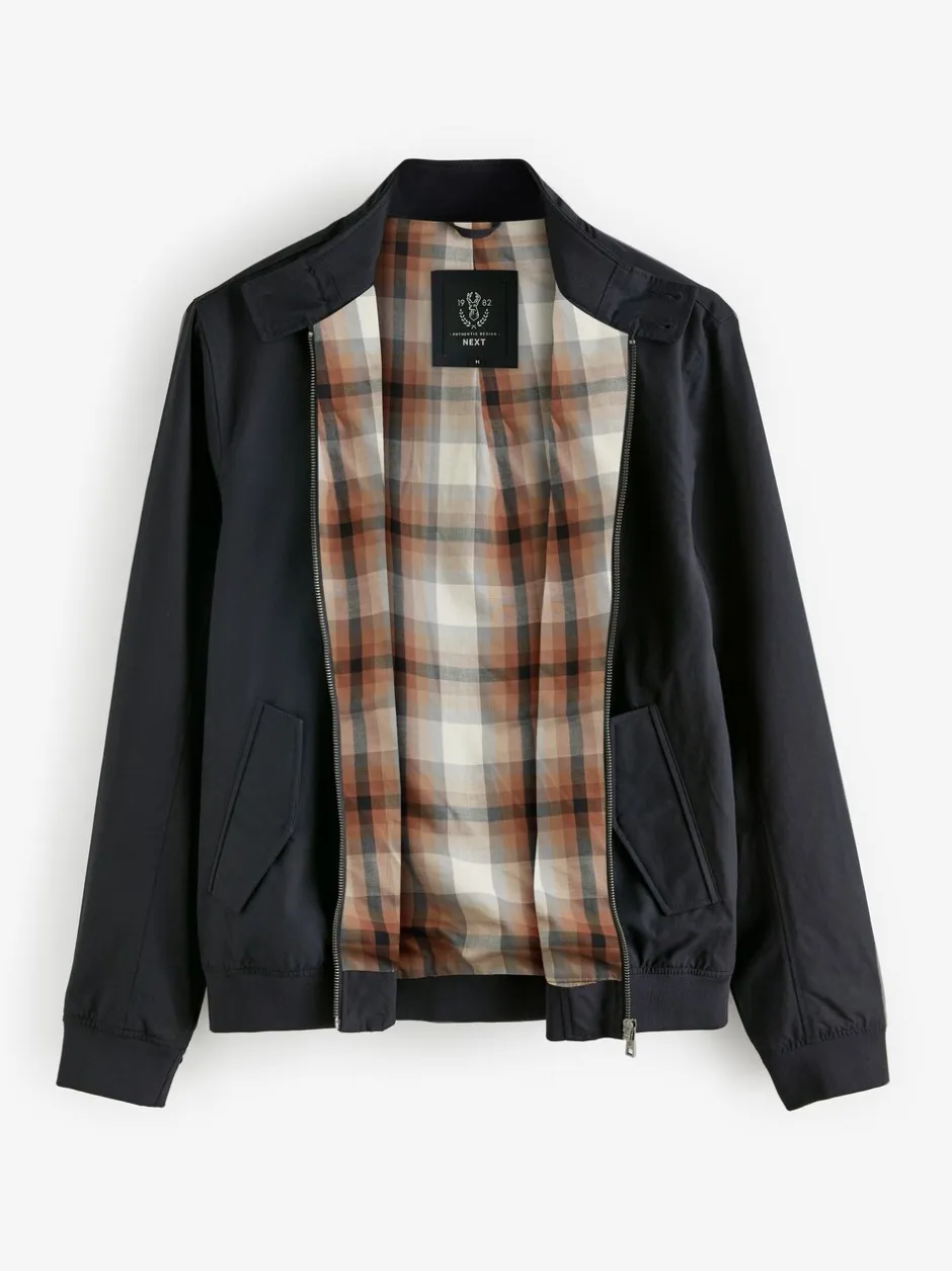 Jassen En Jacks|Next - Regenbestendig Harrington jack met geruite voering Donkerblauw