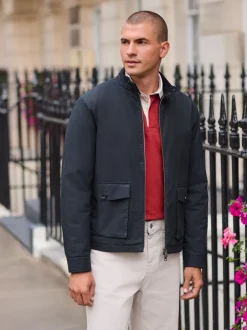 Jassen En Jacks|Next - Regenbestendig Harrington jack met borgvoering Donkerblauw