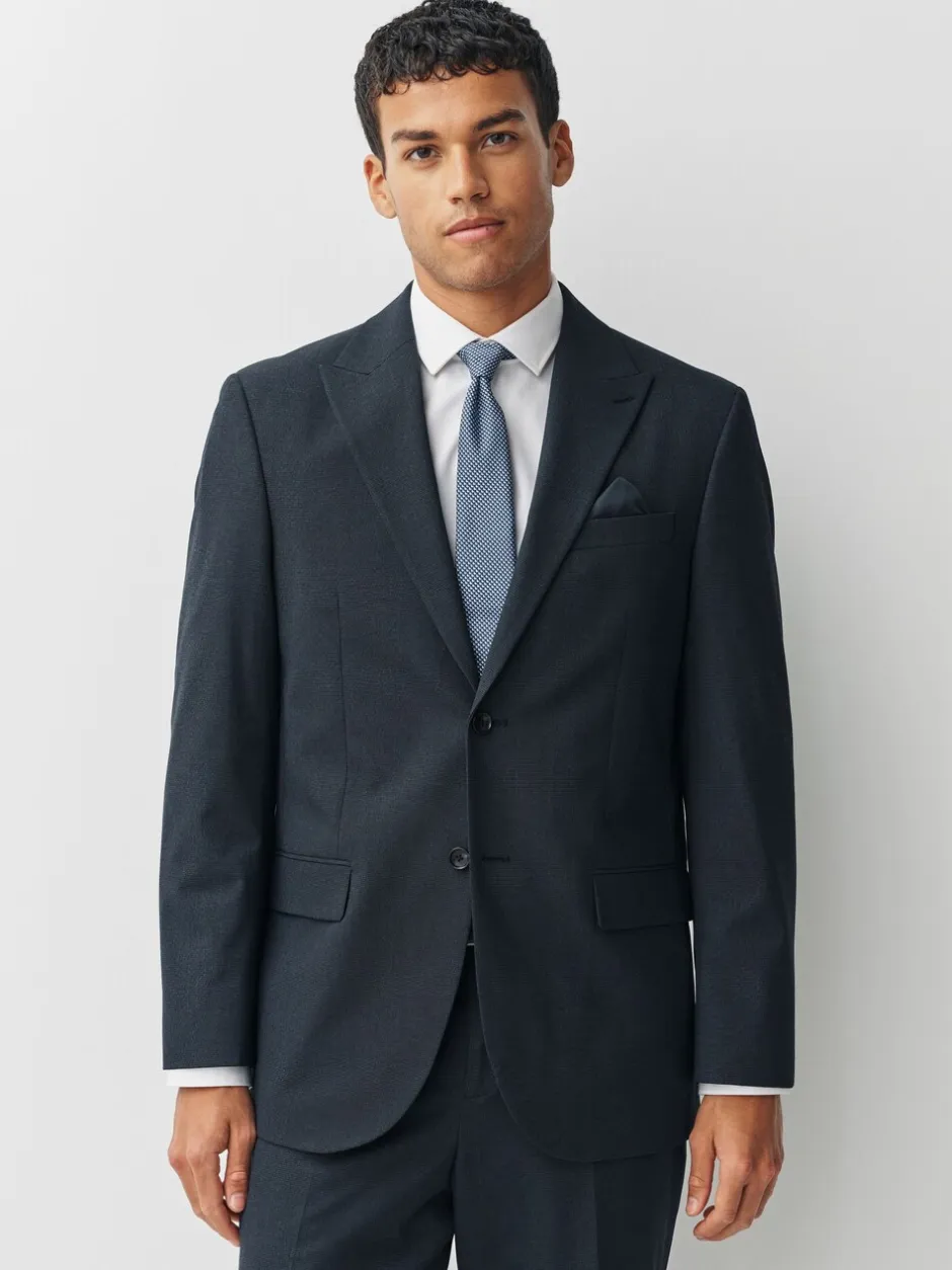 Blazers En Business-Jasjes|Pakken|Next - Regular fit Motionflex colbert met puppytooth-textuur Donkerblauw
