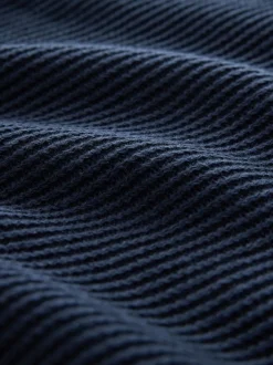 Gebreide Kleding|Next - Regular Fit Rib Texture Mock Shirt Jumper Donkerblauw