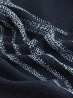 Gebreide Kleding|Next Donkerblauw - Regular Fit Essential Chest Block Stripe Quarter Zip Neck Jumper