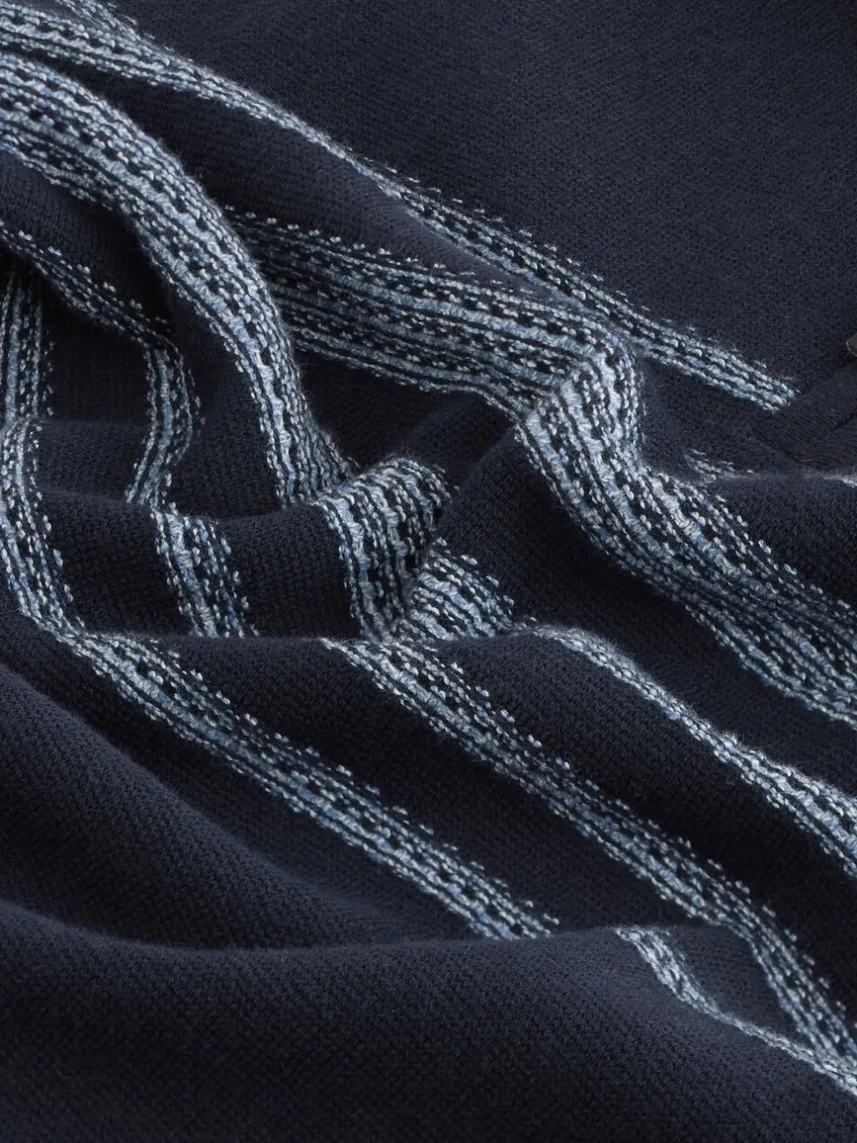 Gebreide Kleding|Next Donkerblauw - Regular Fit Essential Chest Block Stripe Quarter Zip Neck Jumper