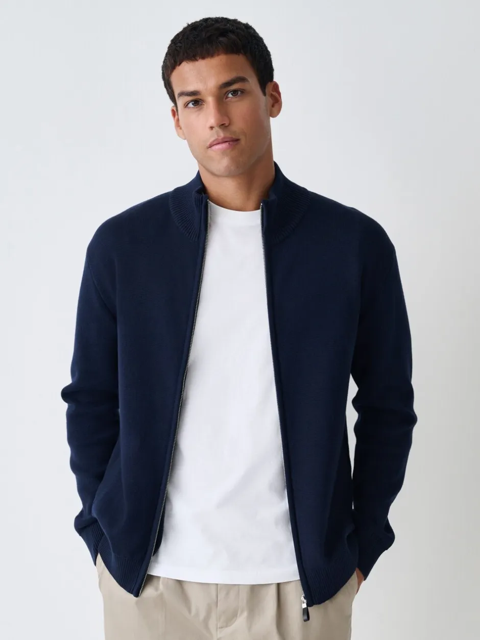 Gebreide Kleding|Next - Regular Fit 100% Cotton Premium Zip-Through Cardigan Donkerblauw