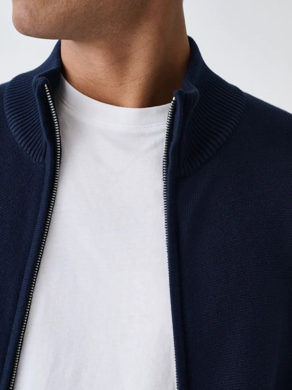 Gebreide Kleding|Next - Regular Fit 100% Cotton Premium Zip-Through Cardigan Donkerblauw