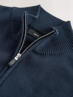 Gebreide Kleding|Next - Regular Fit 100% Cotton Premium Zip-Through Cardigan Donkerblauw