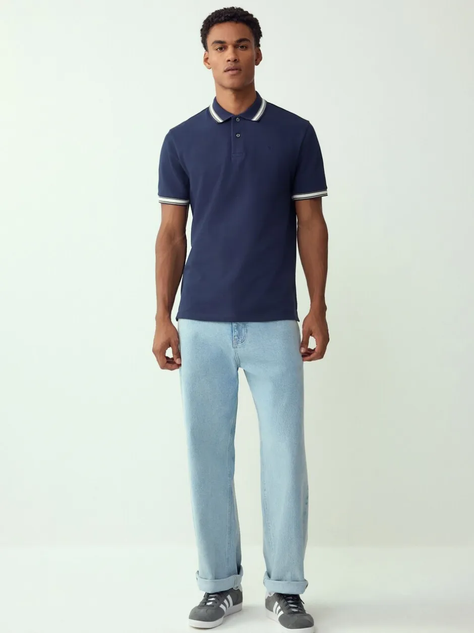 Poloshirts*Next Donkerblauw - Regular fit poloshirt met korte mouwen en contrasterende randen