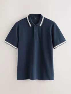 Poloshirts*Next Donkerblauw - Regular fit poloshirt met korte mouwen en contrasterende randen