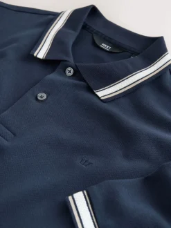 Poloshirts*Next Donkerblauw - Regular fit poloshirt met korte mouwen en contrasterende randen