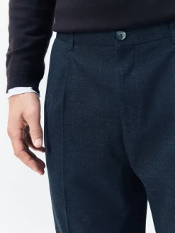 Formele Broek*Next - Regular Tapered Fit Smart Textured Soft Touch Trousers Donkerblauw