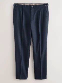 Formele Broek*Next - Regular Tapered Fit Smart Textured Soft Touch Trousers Donkerblauw