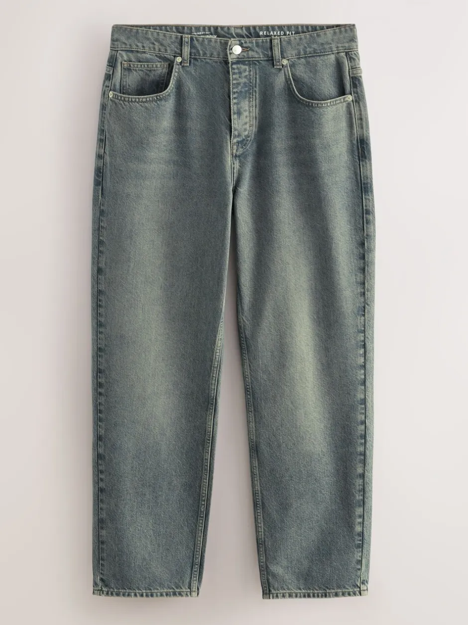 Jeans|Next - Relaxed fit - Vintage wash denim jeans Donkerblauw