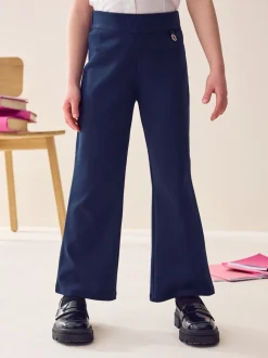 Schoolkleding|Next - Schoolbroek met hoog aandeel katoen, stretchy, bootcut en elastische tailleband (3 - 16 jr) Donkerblauw
