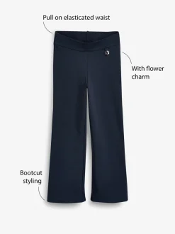 Schoolkleding|Next - Schoolbroek met hoog aandeel katoen, stretchy, bootcut en elastische tailleband (3 - 16 jr) Donkerblauw