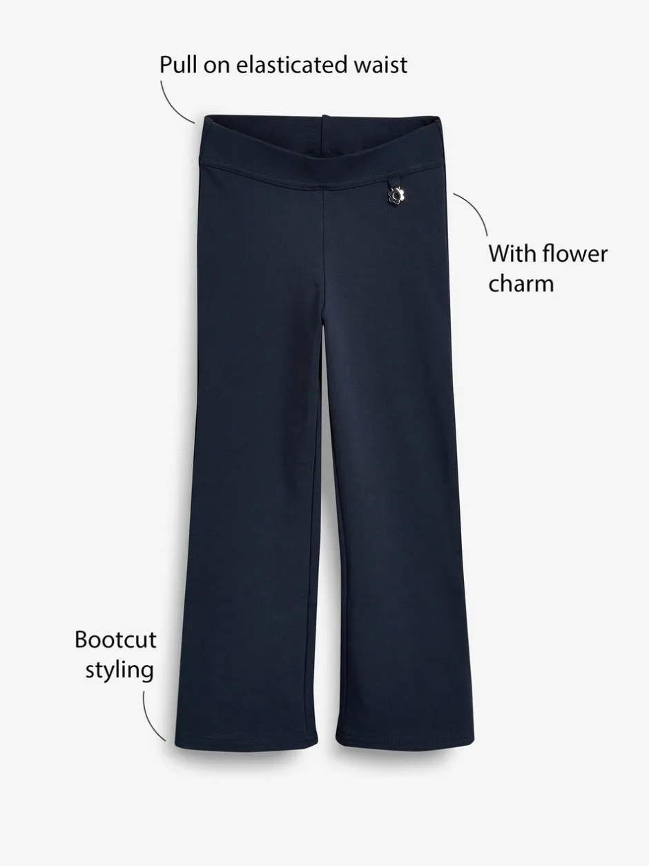 Schoolkleding|Next - Schoolbroek met hoog aandeel katoen, stretchy, bootcut en elastische tailleband (3 - 16 jr) Donkerblauw