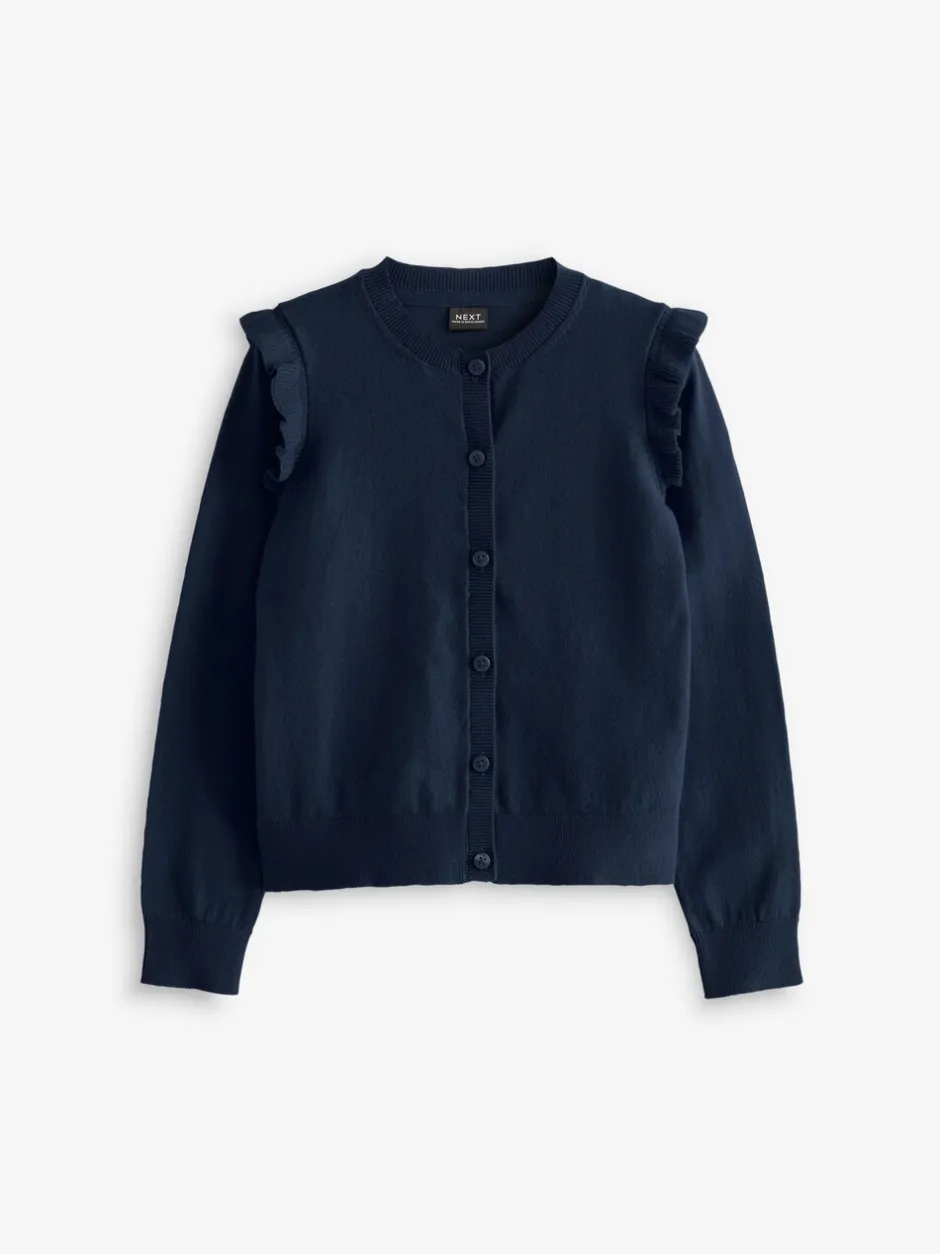 Gebreide Kleding*Next Donkerblauw - Schoolvest met hoog katoengehalte en ruches op de schouders (3-16 jr)