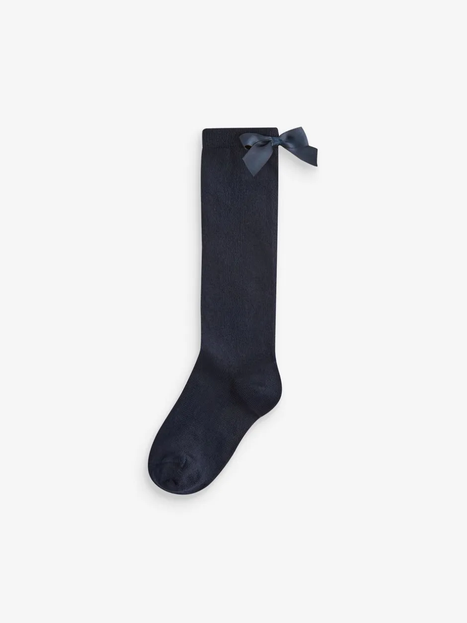 Sokken En Panty's|Next - Set van 2 paar kniehoge sokken met strik en hoog katoengehalte Donkerblauw
