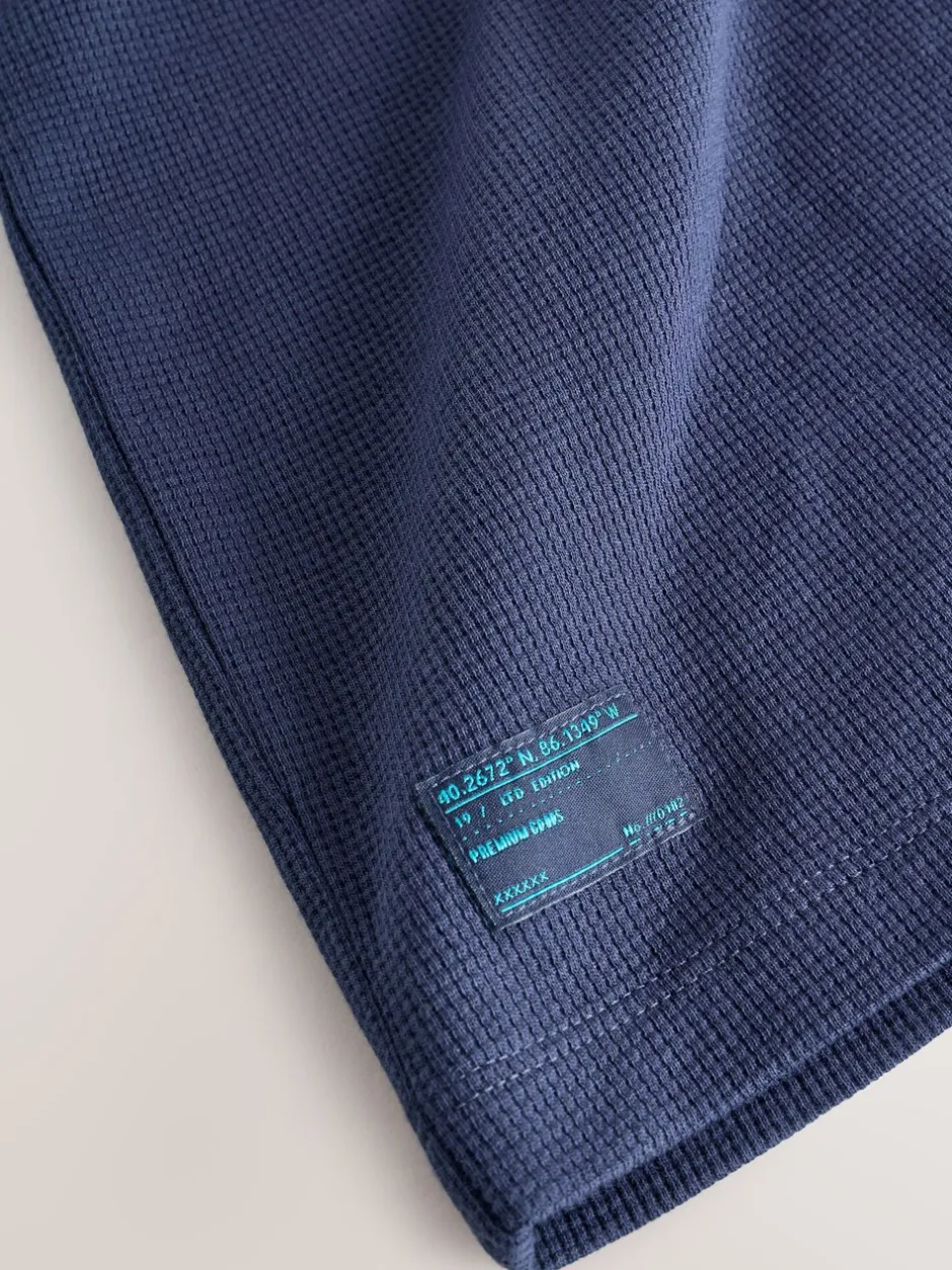 Shorts|Next - Set van T-shirt met textuur en korte mouwen en shorts (3 - 16 jr) Donkerblauw