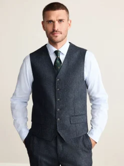 Vesten*Next - Signature Abraham Moon 100% British Wool Donegal Suit Waistcoat Donkerblauw