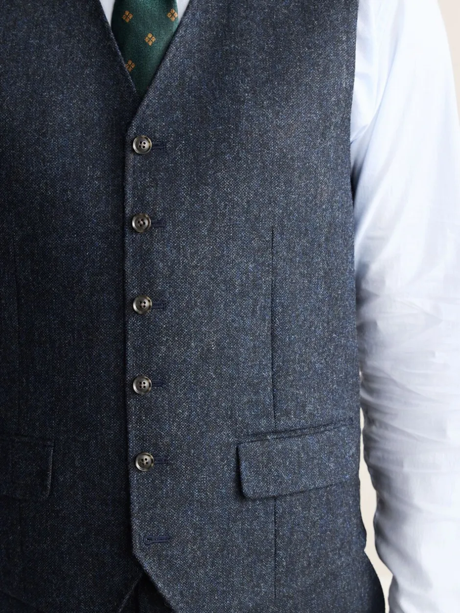 Vesten*Next - Signature Abraham Moon 100% British Wool Donegal Suit Waistcoat Donkerblauw