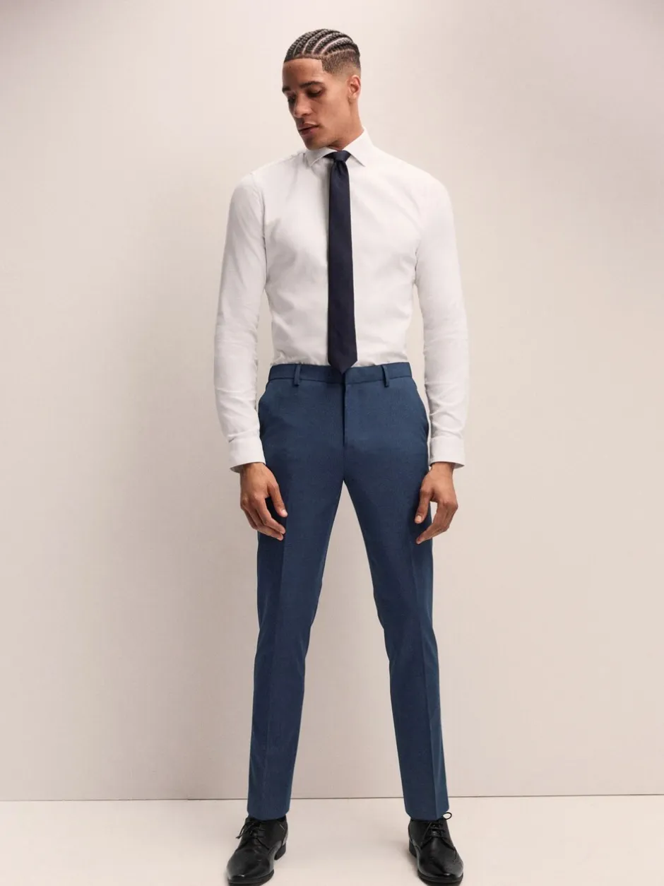 Broeken En Chino's|Next - Slim Fit - Elasticated Waist Motionflex Stretch Smart Trousers Donkerblauw