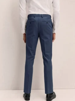 Broeken En Chino's|Next - Slim Fit - Elasticated Waist Motionflex Stretch Smart Trousers Donkerblauw