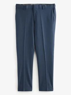 Broeken En Chino's|Next - Slim Fit - Elasticated Waist Motionflex Stretch Smart Trousers Donkerblauw