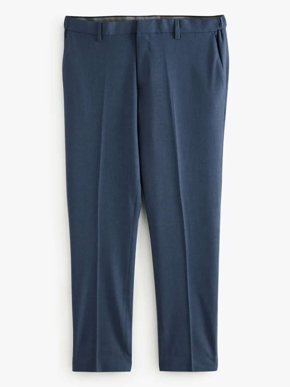 Broeken En Chino's|Next - Slim Fit - Elasticated Waist Motionflex Stretch Smart Trousers Donkerblauw