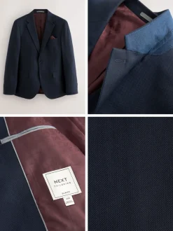 Blazers En Business-Jasjes|Pakken*Next Donkerblauw - Slim Fit - Kostuum met textuur: colbert